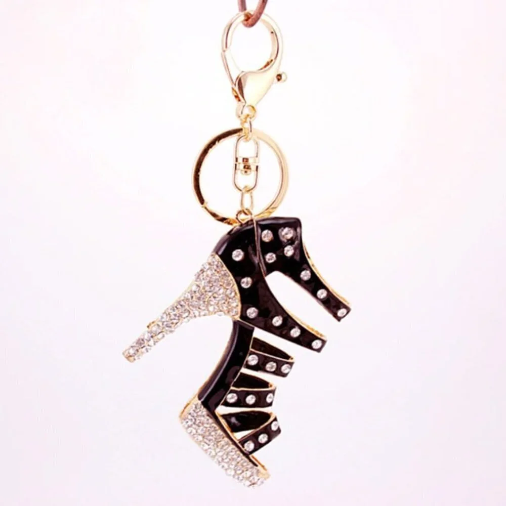 High Heel Shape Design Rhinestone Key Chain